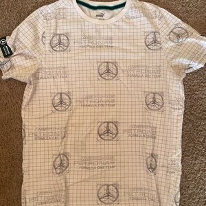 Puma White Short-Sleeve Graphic Grid Tee with Gray Logos